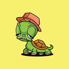 Turtle mascot character logo design vector illustration