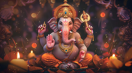 Illustration of ganesha for ganesh chaturthi and diwali,