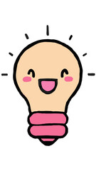 brilliant light bulb cartoon character with a bright idea. Full true hd completely lossless resizable vector illustration on white background