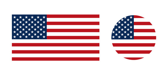 Obraz premium USA flag. American flag icon set. Flat style. American flag and national symbols.