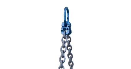 Two-leg chain; double leg chain sling; safe lifting equipment; Oblong and grab hook arrangement