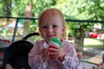 Portrait of little girl holding stuffed toy