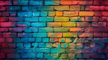 Fototapeta premium Colorful brick wall background. 