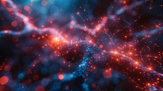 Artificial intelligence, big data,Circular network&iuml;&frac14;&OElig; networks, dots, tie lines, movie quality, big scenes, blue, red 