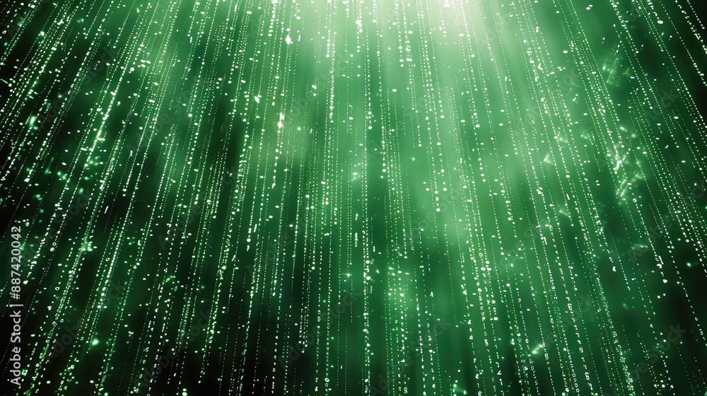 Leinwandbilder computer green matrix rain, raining straight down heavily, binary code in the rain. generative ai.