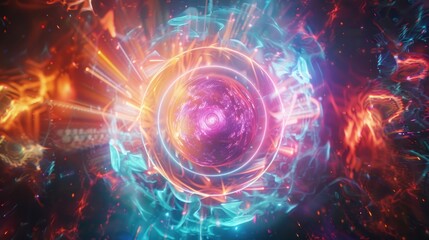Obraz premium Energy vortex in vibrant colors with glowing core