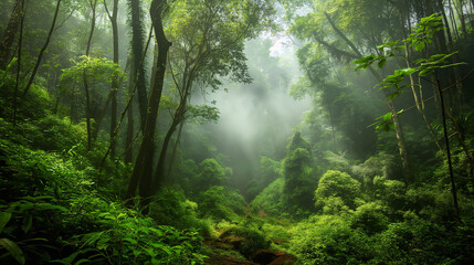 Obraz premium sun rays in the forest