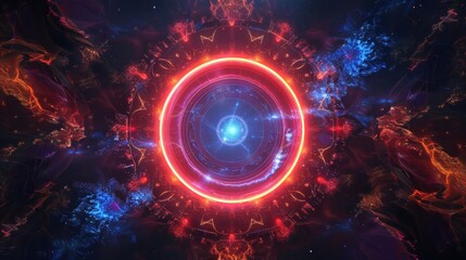 Obraz premium Radiant glowing energy circle in cosmic atmosphere