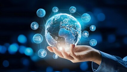 Fototapeta premium Futuristic Digital Devices Connected in Global Network