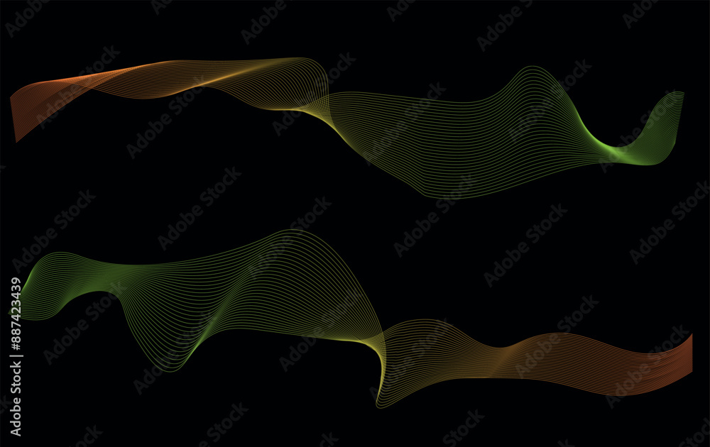 Poster abstraction movement of colored wave lines