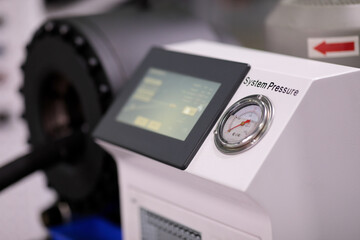 modern industrial control console with touchscreen