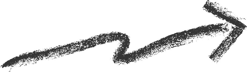 Crayon hand drawn arrow icon. Pencil and brush scribbles sketch. Grunge charcoal textured doodle. Chalk mark element
