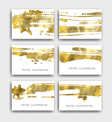 Gold foil abstract grunge banner. Texture, gold foil effect background vector.