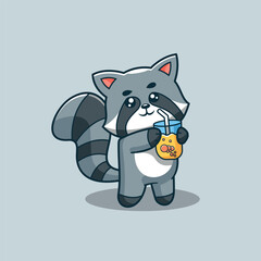 raccoon mascot character logo design vector illustration