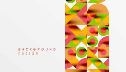 Colorful triangles circles square geometric design. Abstract background for wallpaper, banner, backdrop, card, book Illustration, landing page