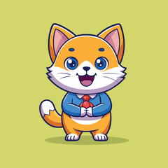 Standing Cat mascot character logo design vector illustration