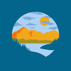 landscape adventure mountain style illustration