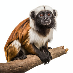 Obraz premium Side View Of Cotton-Top Tamarin On White Background