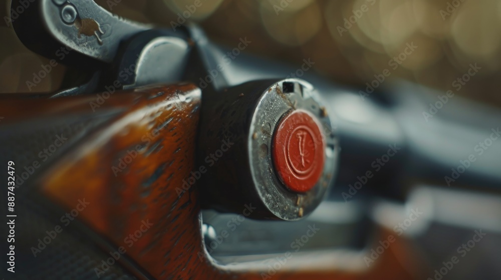 Aufkleber a detailed view of a handgun with a prominent red button