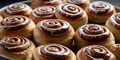 Fototapeta premium Cinnamon roll buns, Kanelbulle Swedish dessert.