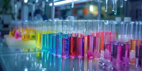 Chemical science laboratory research in colourful chemistry tube equipment