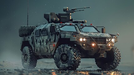 Fototapeta premium Tactical military armored vehicle. Military off-road transport