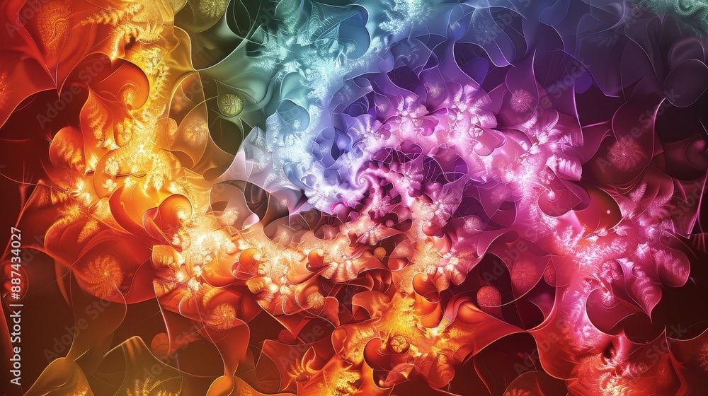 Poster explain how fractals contribute to the complexity of geometric designs.