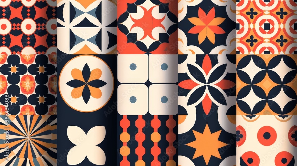 Poster explain how to blend traditional and modern elements in geometric pattern design.