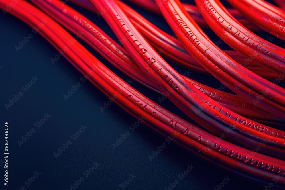 Poster a detailed view of a bundle of bright red wires