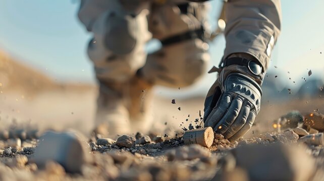 A bomb disposal squad disarms an explosive device.