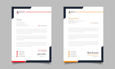 Red And Yellow Modern Business Letterhead Simple Clean Template Design