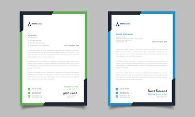 Green And Blue Modern Business Letterhead Simple Clean Template Design