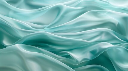Obraz premium A delicate aqua fabric flows in graceful waves, creating a calming and ethereal visual