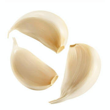garlic cloves on white background