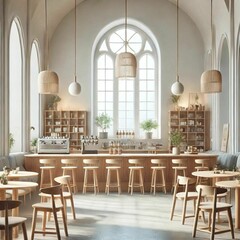 Charming Café Interior Elegant and Cozy Atmosphere.