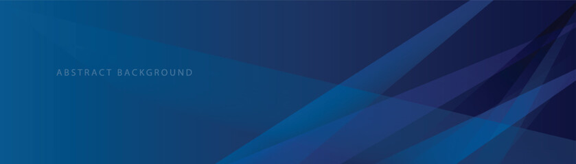 Obraz premium Abstract modern blue horizontal banner background with geometric diagonal overlay layer and glowing lines. Suit for banner, poster, cover, header, flyer, brochure, website, presentation. 