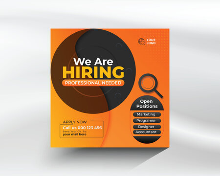 hiring social media post template and instagram