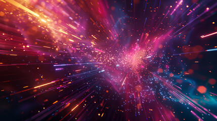 Naklejka premium This abstract wallpaper showcases dynamic laser beams with vibrant sparks, suggesting a futuristic or sci-fi theme, potentially a digital art background best-seller