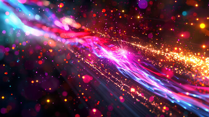 Fototapeta premium This abstract wallpaper showcases dynamic laser beams with vibrant sparks, suggesting a futuristic or sci-fi theme, potentially a digital art background best-seller