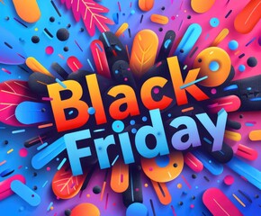 Colorful Black Friday banner with abstract design art