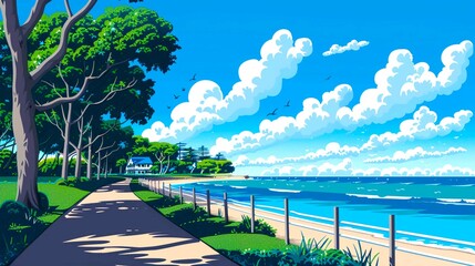 サマーブリーズの風景のイラスト