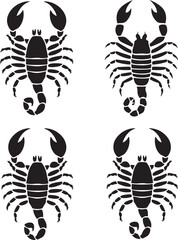 
Set of silhouettes of scorpion