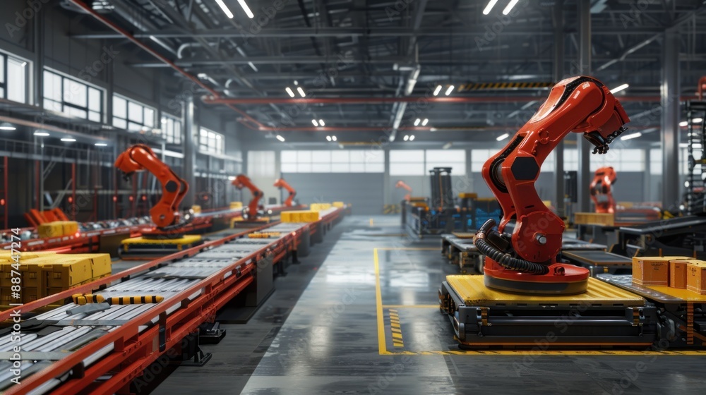 Poster industrial robots assemble components autonomously