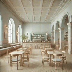 Elegant Café Interior：A Blend of Classic and Modern Design.