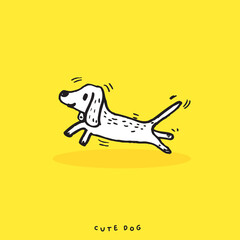 Fototapeta premium Cute Dachshund dog doodle vector illustration,Adorable pattern with funny dog,Funny colorful vector pattern with cute dog,Hand drawn ,vector illustration for t-shirt ,card, poster design for kids.