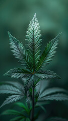 Fototapeta premium Cannabis Leaf on Green Background