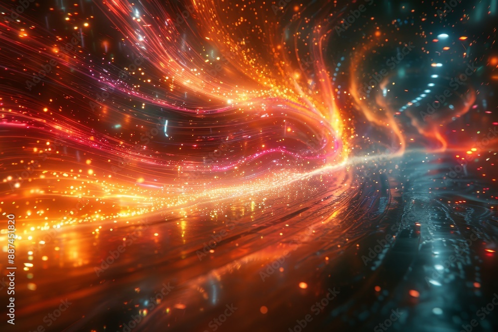 Aufkleber mesmerizing fusion abstract realism digital art of zouk performance on futuristic dancefloor