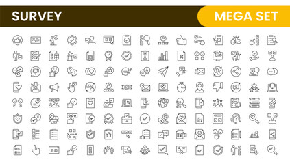 Survey feedback, testimonial, customer thin line icons. For website marketing design, logo, app, template, ui, etc.