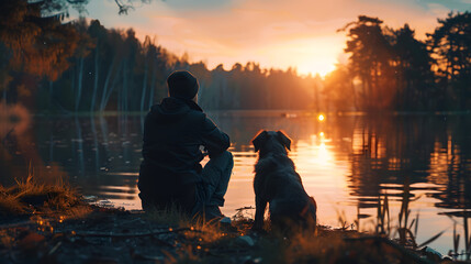 Generative AI, Tranquil Evening by the Lake