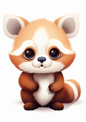 Obraz premium Cute cartoon red panda vector illustration in the style of white background
